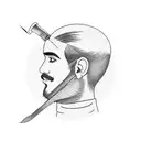barber pole with folding straight razor  tattoo design idea
