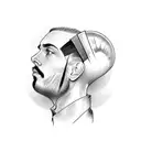 barber pole with folding straight razor  tattoo design idea