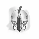 barber pole with folding straight razor  tattoo design idea