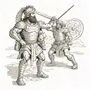 David and Goliath's battle tattoo design idea
