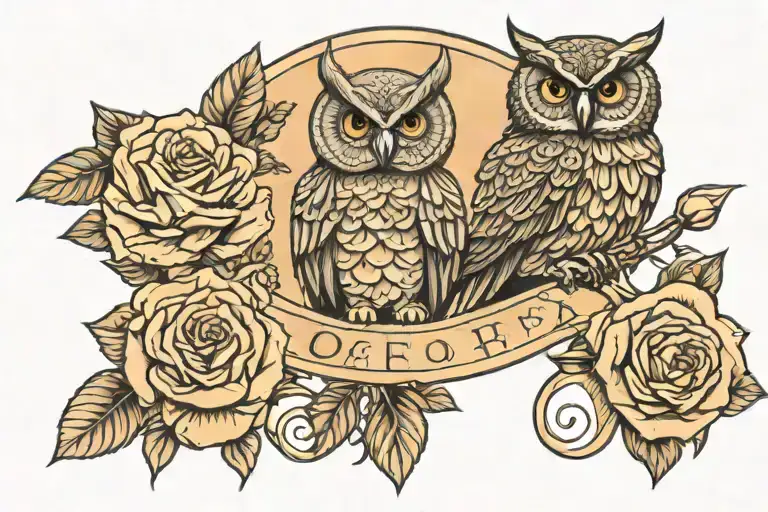 Goddess Athena, Libra Zodiac Sign, Owl, Date, Rose tattoo design idea