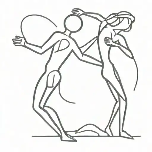 1 stick figure laying the arm around another one tattoo design idea