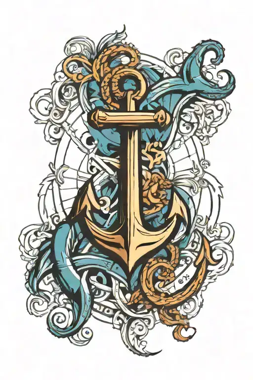 nautical elements like anchors tattoo design idea