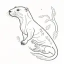 outline of an otter, inside the body are different animal footprints, including a dog, a cheetah, a leopard gecko and a  tattoo design idea