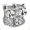 cheetah mum and her cub faces tattoo design idea