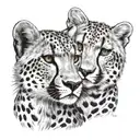 cheetah mum and her cub faces tattoo design idea