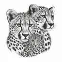 cheetah mum and her cub faces tattoo design idea