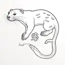 outline of an otter, inside the body are different animal footprints, including a dog, a cheetah, a leopard gecko and a  tattoo design idea