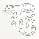 outline of an otter, inside the body are different animal footprints, including a dog, a cheetah, a leopard gecko and a  tattoo design idea