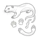 outline of an otter, inside the body are different animal footprints, including a dog, a cheetah, a leopard gecko and a  tattoo design idea