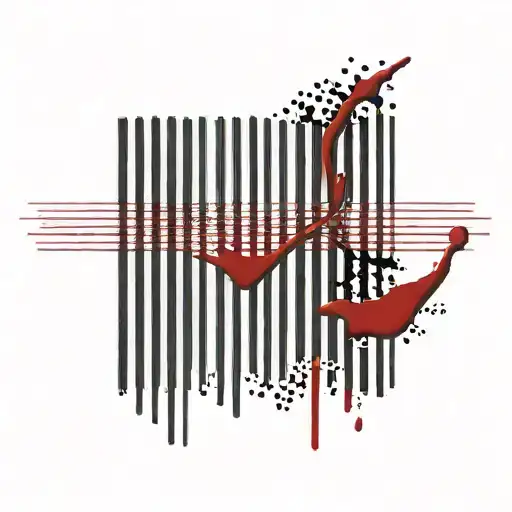 Barcode with blood tattoo design idea