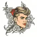 i love justin bieber neck rose tattoo design idea