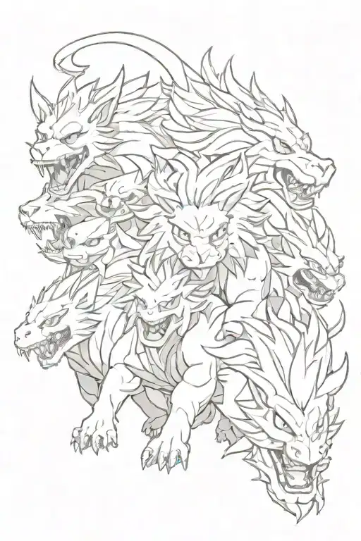 entei, annihilape, nidoking, drampa, and gengar tattoo design idea