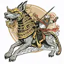 SAMURAI AND ANUBIS tattoo design idea