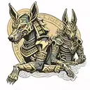 SAMURAI AND ANUBIS tattoo design idea