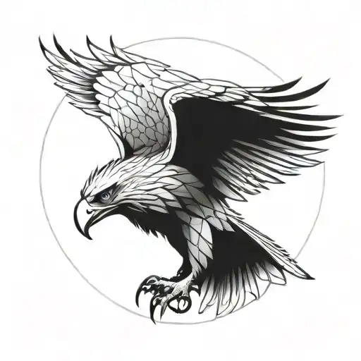 eagle, realistic, geometric pattern background tattoo design idea