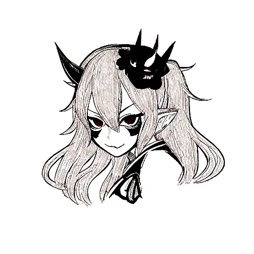 girl weaking hannya mask tattoo design idea