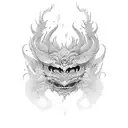 girl weaking hannya mask tattoo design idea