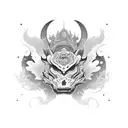girl weaking hannya mask tattoo design idea