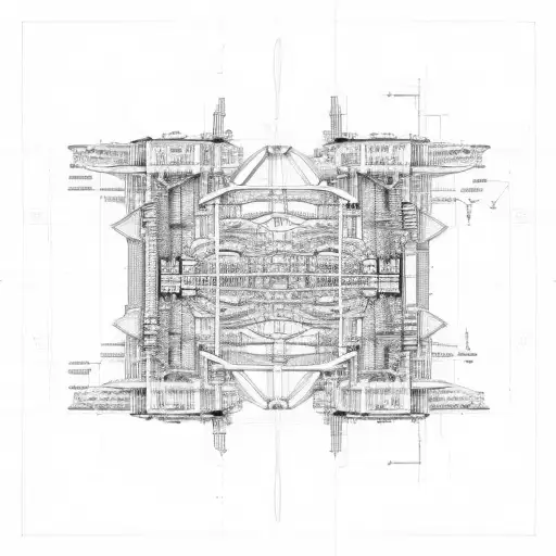 A stylized blueprint of a bridge with intricate engineering details tattoo design idea