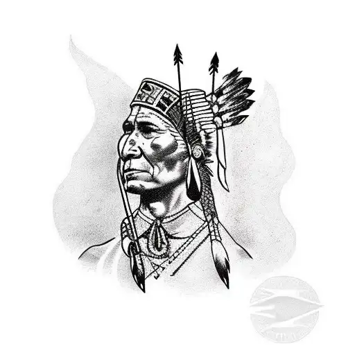 Traditional style tattoo of a Native American chief shooting arrows tattoo design idea