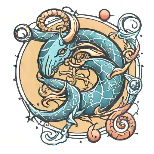 Taurus Pisces constellation intertwined tattoo design idea