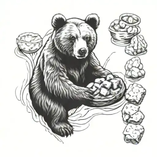 bear with chicken nugget texture  tattoo design idea