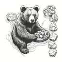 bear with chicken nugget texture  tattoo design idea