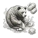 bear with chicken nugget texture  tattoo design idea