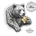bear with chicken nugget texture  tattoo design idea