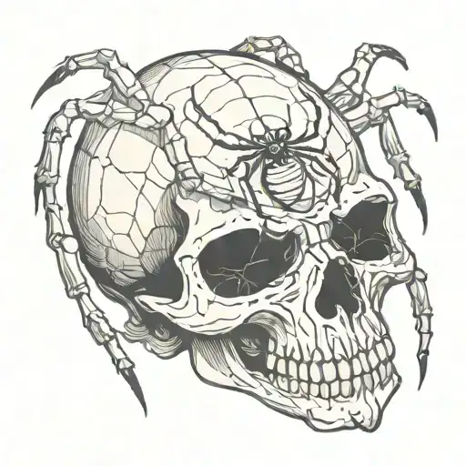 scary spider skull tattoo design idea
