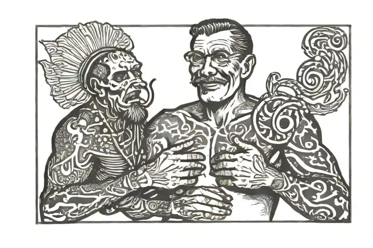 man holding p;ipe benders tattoo design idea
