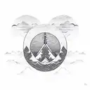 A mountain range with Tibetan script representing the word 'peace' tattoo design idea