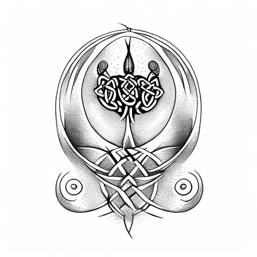 surreal, celtic, maori,  thorns, waves, moon, butterfly, rose tattoo design idea