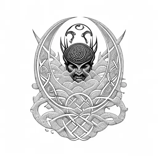 surreal, celtic, maori,  thorns, waves, moon, butterfly  tattoo design idea