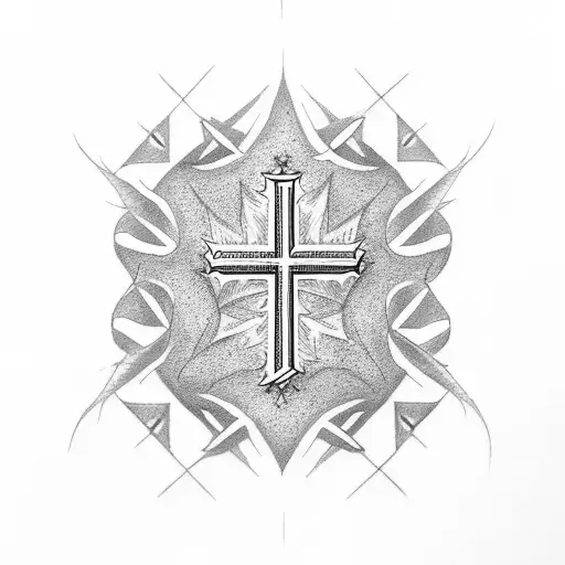 Chi Rho christogram with Canadian leaf tattoo design idea