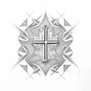 Chi Rho christogram with Canadian leaf tattoo design idea