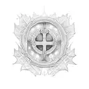 Chi Rho christogram with Canadian leaf tattoo design idea