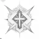 Chi Rho christogram with Canadian leaf tattoo design idea