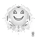 smiley face, half happy half grumpy tattoo design idea
