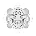 smiley face, half happy half grumpy tattoo design idea
