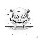 smiley face, with one grumpy eye tattoo design idea