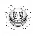 smiley face, with one grumpy eye tattoo design idea