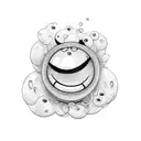 smiley face, with one grumpy eye tattoo design idea