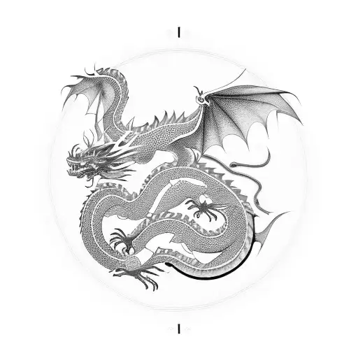 symmetrical korean dragons tattoo design idea