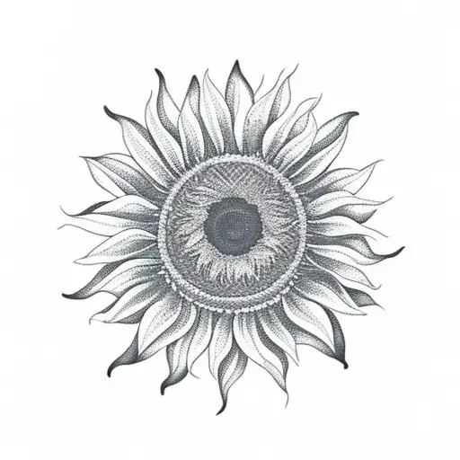 A sunflower background with mountains infront tattoo design idea