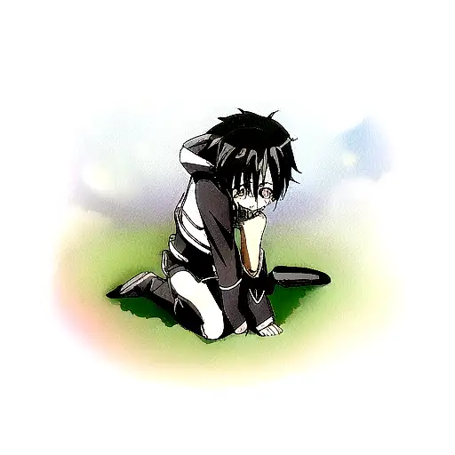 crying kirito tattoo design idea