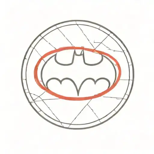 A simple batman symbol with red and black, in a button like structure. tattoo design idea