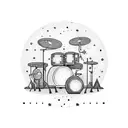 Incorporate a drum set into a celestial scene tattoo design idea