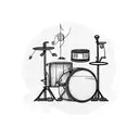 Incorporate a drum set into a celestial scene tattoo design idea